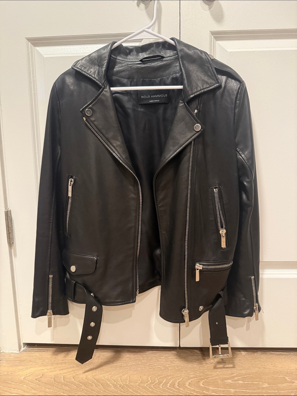⭐️NOUR HAMMOUR Black Leather Jacket